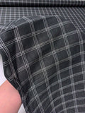 Italian Yarn-Dyed Plaid Semi-Sheer Lustrous Taffeta with Vertical Stretch - Black / White