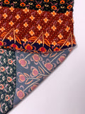 Multi-Pattern Floral Printed Silk Georgette - Cinnamon / Oranges / Black / Purple