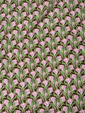 Italian Field of Flowers Printed Silk Habotai - Greens / Lilac / Lavender / Brown