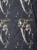 Italian Dark Abstract Printed Silk-Cotton Lawn Voile with Slight Shantung Weave - Black / Navy / Dark Olive / Off-White