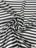 Horizontal Striped Printed Silk Chiffon - Black / Off-White