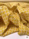 Italian Oval Links Printed Cotton Lawn - Mustard Yellow / Off-White