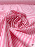 Italian Striped Yarn-Dyed Fine Cotton Shirting - Pink / White