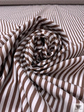Italian Striped Yarn-Dyed Fine Cotton Shirting - Brown / White