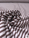 Italian Striped Yarn-Dyed Fine Cotton Shirting - Brown / White