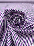 Italian Striped Yarn-Dyed Fine Cotton Shirting - Medium Orchid / Navy / White