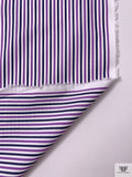 Italian Striped Yarn-Dyed Fine Cotton Shirting - Medium Orchid / Navy / White