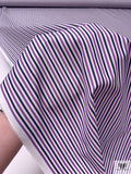 Italian Striped Yarn-Dyed Fine Cotton Shirting - Medium Orchid / Navy / White