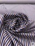 Italian Striped Yarn-Dyed Fine Cotton Shirting - Navy / Brown / White