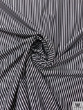 Italian Striped Yarn-Dyed Fine Cotton Shirting - Charcoal Black / White