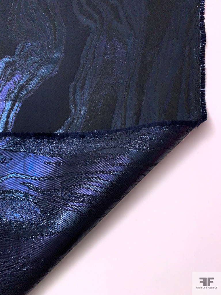 Italian Marble Inspired Metallic Brocade - Navy | FABRICS & FABRICS ...