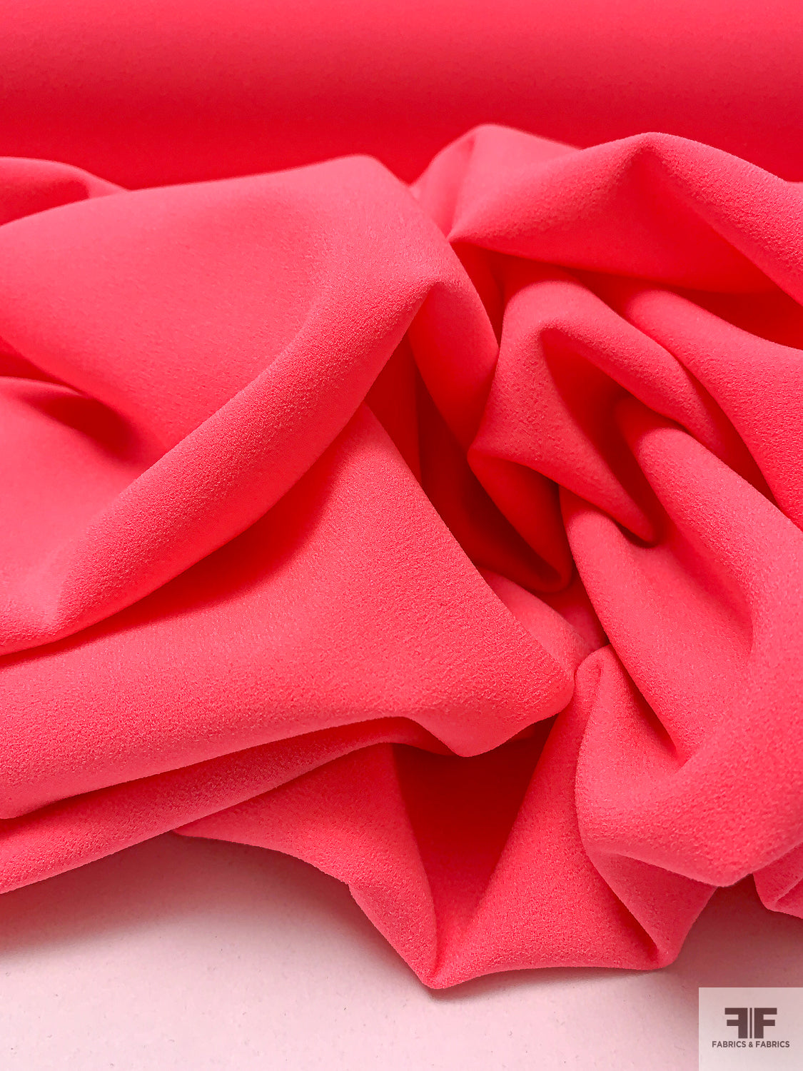 Solid Bonded Solid Bonded Double Crepe - Neon Coral | FABRICS & FABRICS – Fabrics ...