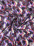 Groovy Printed Polyester Jersey Knit with Mechanical Stretch - Amethyst / Watermelon / Black / Off-White