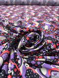 Groovy Printed Polyester Jersey Knit with Mechanical Stretch - Amethyst / Watermelon / Black / Off-White