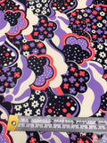 Groovy Printed Polyester Jersey Knit with Mechanical Stretch - Amethyst / Watermelon / Black / Off-White