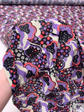 Groovy Printed Polyester Jersey Knit with Mechanical Stretch - Amethyst / Watermelon / Black / Off-White