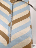 Undulating Chevron Printed Silk Charmeuse - Ice Blue / Tan / Cream
