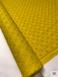 Floral Spiral Embroidered Eyelet Light Cotton Lawn - Mustard Yellow