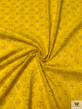 Floral Spiral Embroidered Eyelet Light Cotton Lawn - Mustard Yellow
