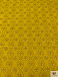 Floral Spiral Embroidered Eyelet Light Cotton Lawn - Mustard Yellow