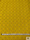 Floral Spiral Embroidered Eyelet Light Cotton Lawn - Mustard Yellow
