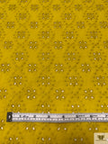 Floral Spiral Embroidered Eyelet Light Cotton Lawn - Mustard Yellow