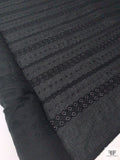 Geo-Striped Motif Embroidered Eyelet Cotton Voile - Black