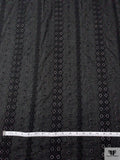 Geo-Striped Motif Embroidered Eyelet Cotton Voile - Black
