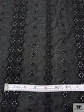 Geo-Striped Motif Embroidered Eyelet Cotton Voile - Black