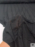 Geo-Striped Motif Embroidered Eyelet Cotton Voile - Black