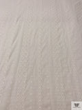 Geo-Striped Motif Embroidered Eyelet Cotton Voile - White