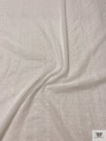 Geo-Striped Motif Embroidered Eyelet Cotton Voile - White