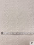 Geo-Striped Motif Embroidered Eyelet Cotton Voile - White