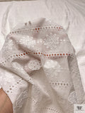 3D Appliquéd Ladybugs and Floral Embroidered Eyelet Heavy Cotton Voile - White