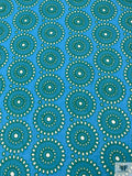 Floral Medallions Embroidered Eyelet Heavy Cotton Voile - Turquoise / Green