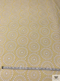 Floral Medallions Embroidered Eyelet Heavy Cotton Voile - Pale Yellow / White