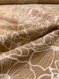 Floral Embroidered Linen-Look with Cording - Tan Brown / Off-White