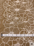Floral Embroidered Linen-Look with Cording - Tan Brown / Off-White