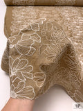 Floral Embroidered Linen-Look with Cording - Tan Brown / Off-White