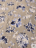 Italian Oatmeal Printed Linen - Oatmeal / Blues / Beige-White