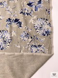 Italian Oatmeal Printed Linen - Oatmeal / Blues / Beige-White