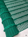Novelty Fringe Striped Guipure Lace - Emerald Green