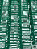Novelty Fringe Striped Guipure Lace - Emerald Green