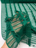 Novelty Fringe Striped Guipure Lace - Emerald Green