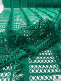 Novelty Fringe Striped Guipure Lace - Emerald Green
