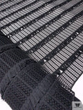Novelty Fringe Striped Guipure Lace - Black