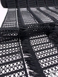 Novelty Fringe Striped Guipure Lace - Black