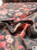 Hazy Floral Warp Printed Polyester Taffeta - Washed Black / Red-Orange / Green / Blush