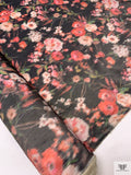 Hazy Floral Warp Printed Polyester Taffeta - Washed Black / Red-Orange / Green / Blush