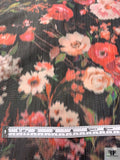 Hazy Floral Warp Printed Polyester Taffeta - Washed Black / Red-Orange / Green / Blush